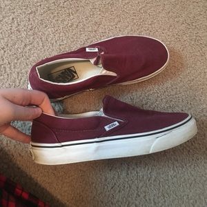 Maroon slip on vans